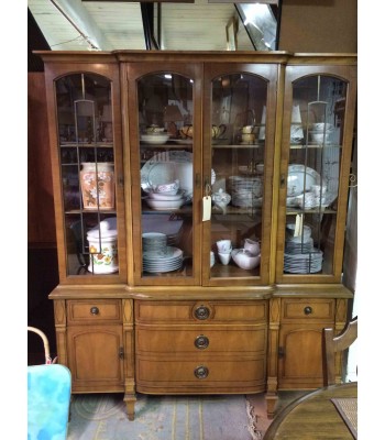 SOLD - China Cupboard with Leaded Glass